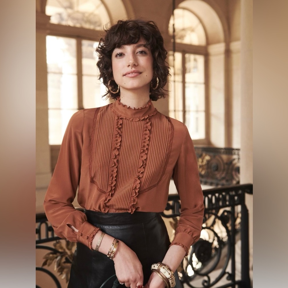 NWOT Sezane Jules Blouse in 100% Silk